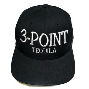 Men’s Black Snap Back Cap Hat 3-Point Tequila Logo